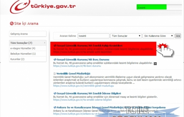 E-Devlet emekli maaşı sorgulaması ve kesinti görme