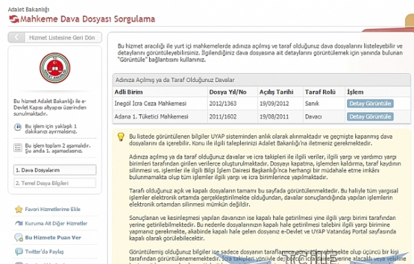 E-Devlet girişi ile mahkeme dosya dava sorgulama