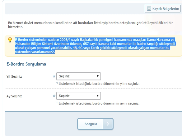 edevlet bordro sorgulama